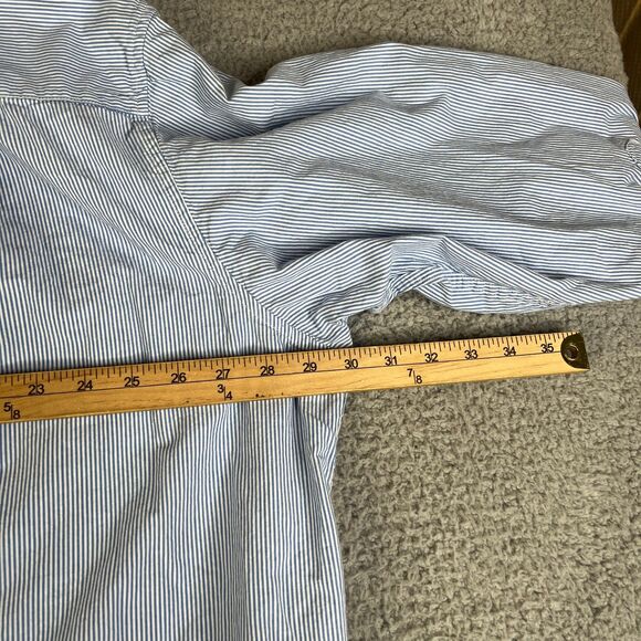 Izod Shirt Mens XXXL Blue White Pinstripe Long Sleeve Pocket Button Down - Picture 7 of 8